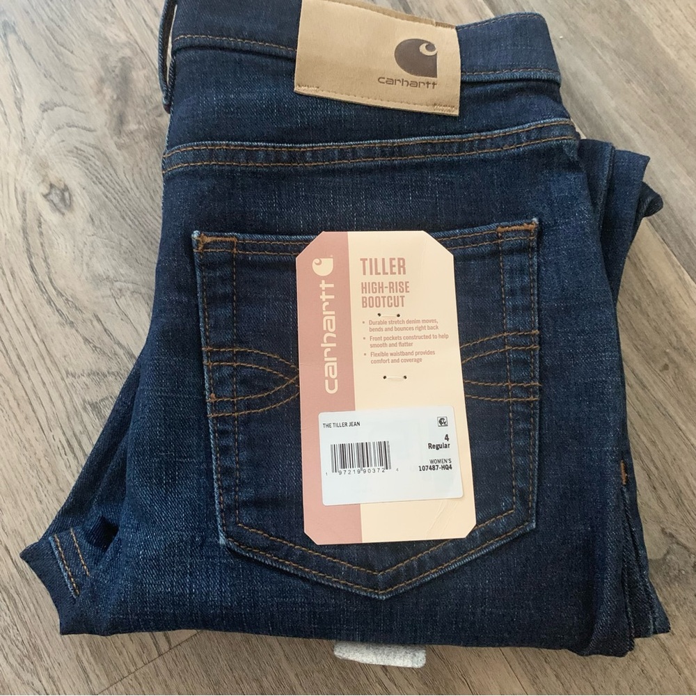 New Carhartt Women's Tiller High Rise Jeans Boot Cut Denim Jean Women’s 4 Reg